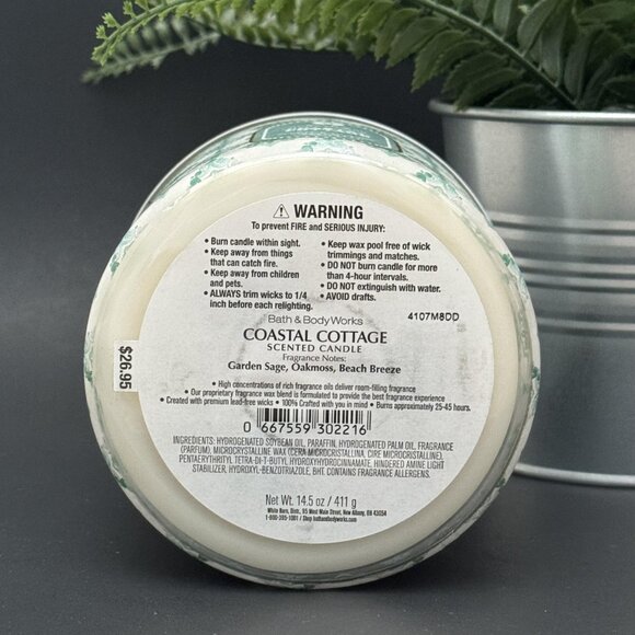 BBW Coastal Cottage Bath & Body Works 3 Wick Candle - Picture 9 of 10